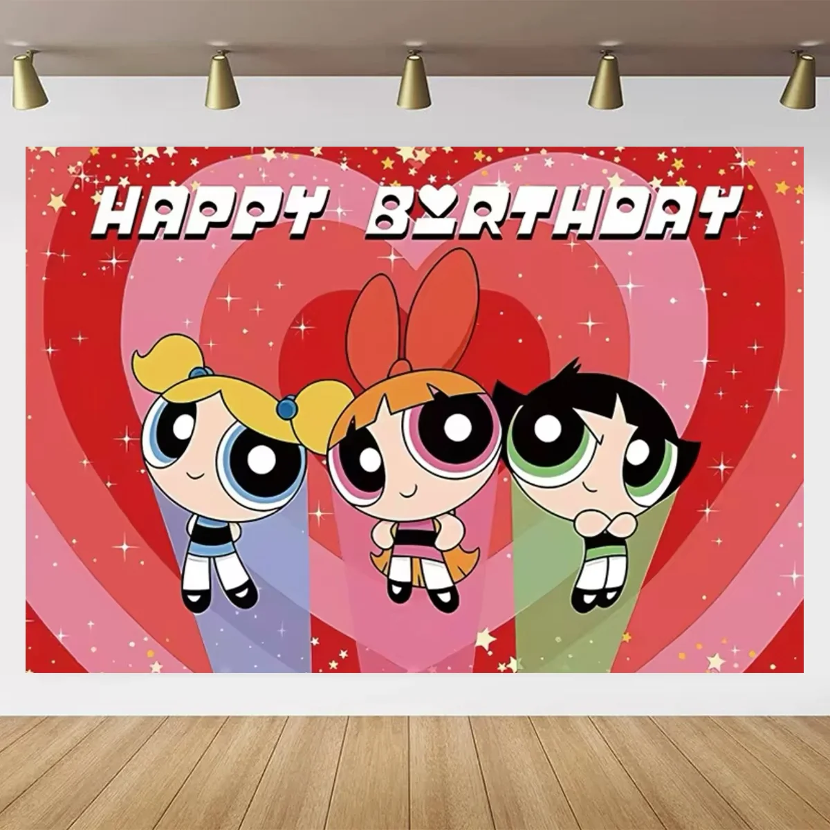 خلفية كرتونية PowerPuFF للفتيات لتزيين حفلات أعياد الميلاد وخلفية زينة لحفلات استقبال المولود الجديد وحفلات الفتيات