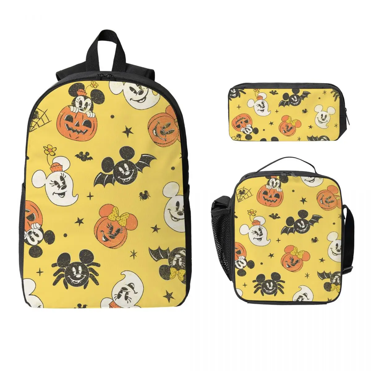 

Disney Mickey Mouse Halloween Backpack Boys Girls BookBag School Bag Laptop Shoulder Bags 3ps Insulated Lunch Bag Pencil Case