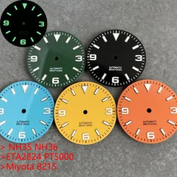 Watch Modify Part 29mm Sterile Ice Blue/Black/Yellow/White/Orange Dial no date Green Lume Fit for SKX NH35 NH36 ETA2824 8215