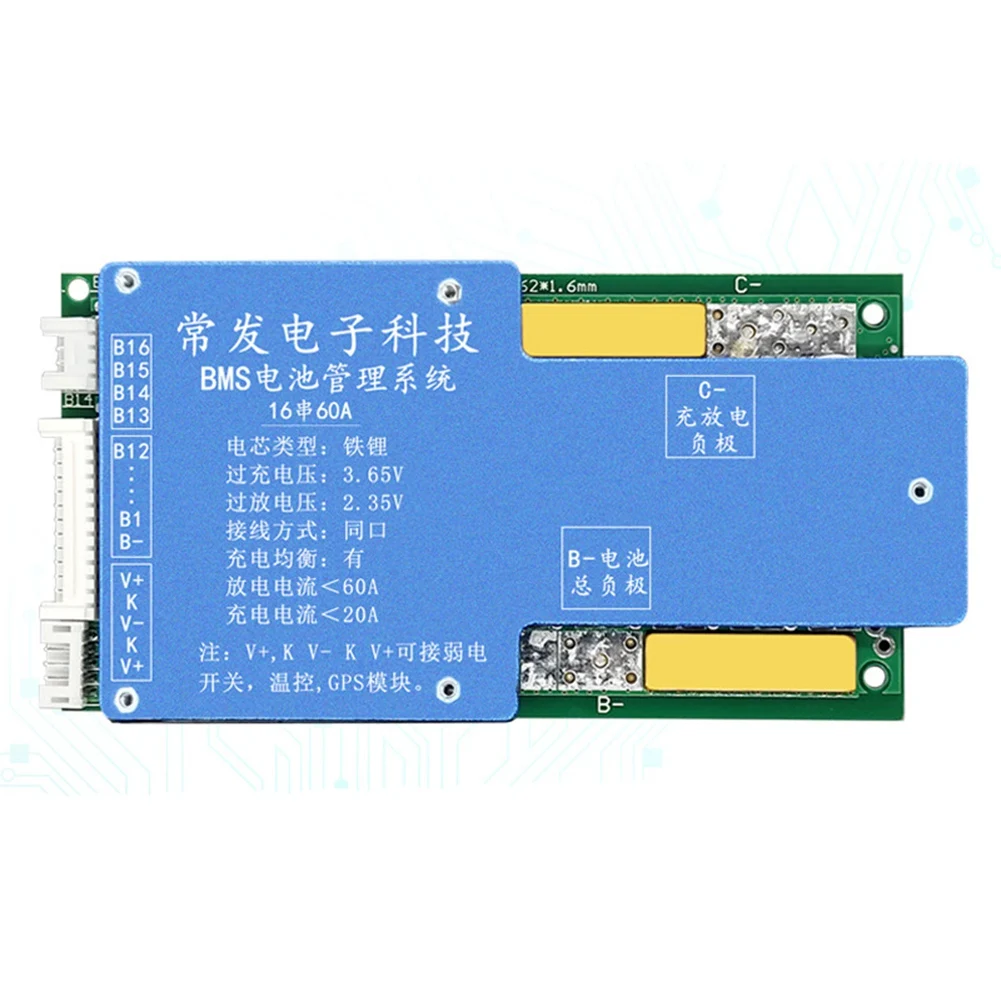 

16S 48V LiFePO4 BMS Battery Protection Board Same Port with Equalization Temperature Control Overcharge Protection(60A)