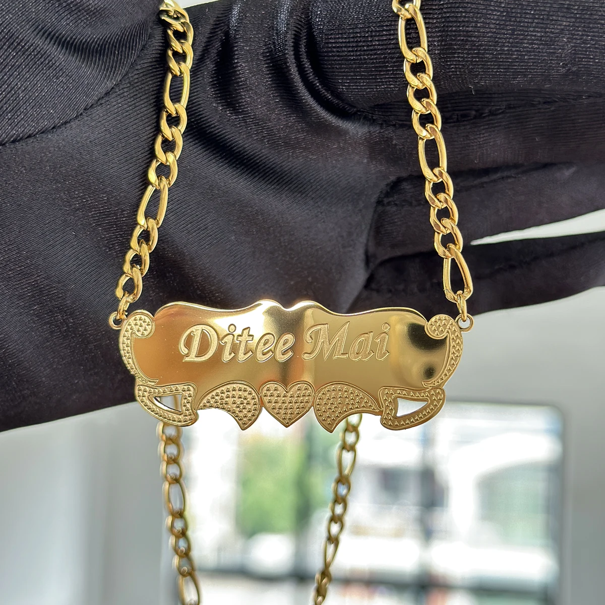 Custom 3D Name Necklace Customized New 18k Gold 3D Nameplate Necklace Stainless Steel Engraved Name Necklace 3D Jewelry Women