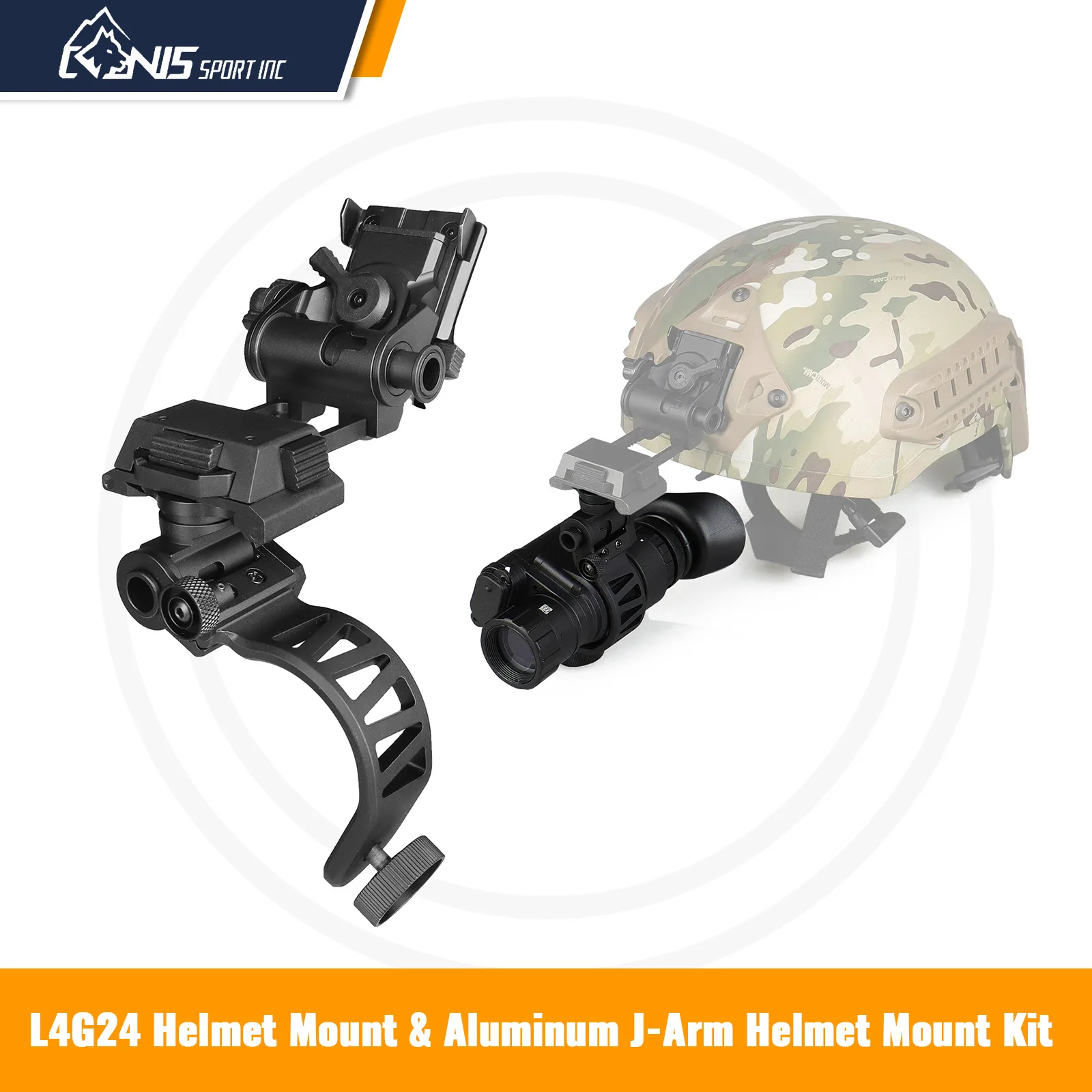 Aluminum L4G24 Helmet Mount & PVS-14 J-Arm Adapter Dovetail Left/Right Eye Switchable Quick Install for AN/PVS-14 Monocular