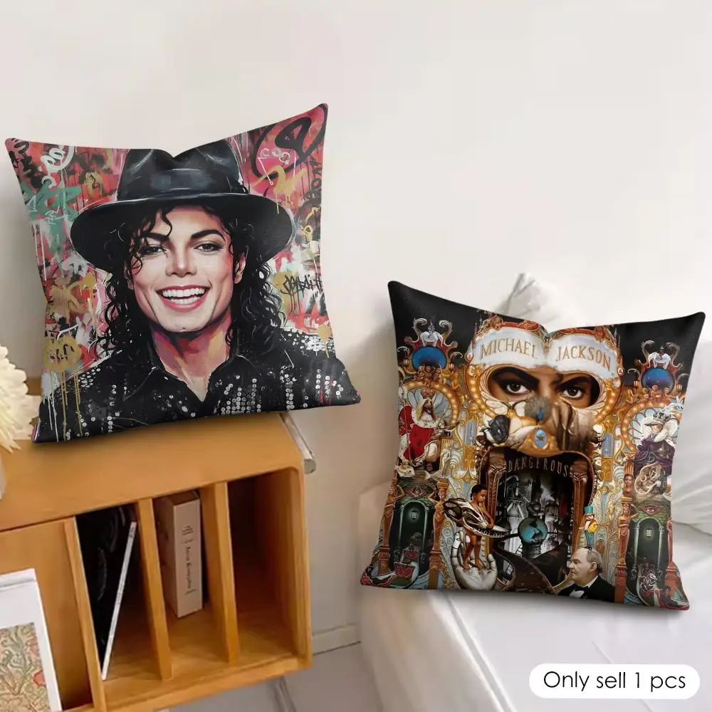 Singer Michael J-Jackson Iconic Cushion Cover Soft Plush Fabric Double-Sided Printed Pillowcase for All Seasons Home Decor