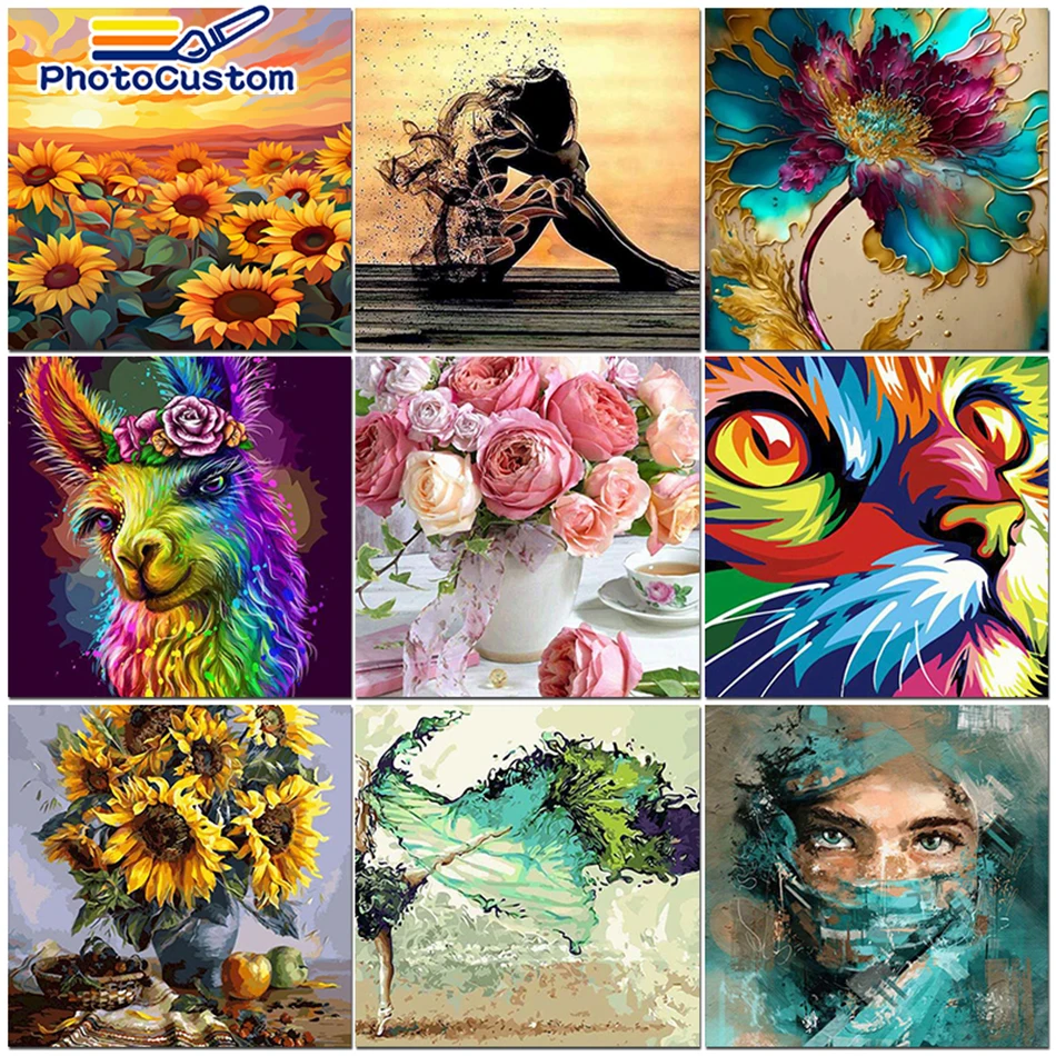 

PhotoCustom 40x50cm Paint By Numbers Kits Flower Scenery Diy Painting By Numbers On Canvas Draw Painting For Home Decor Gift