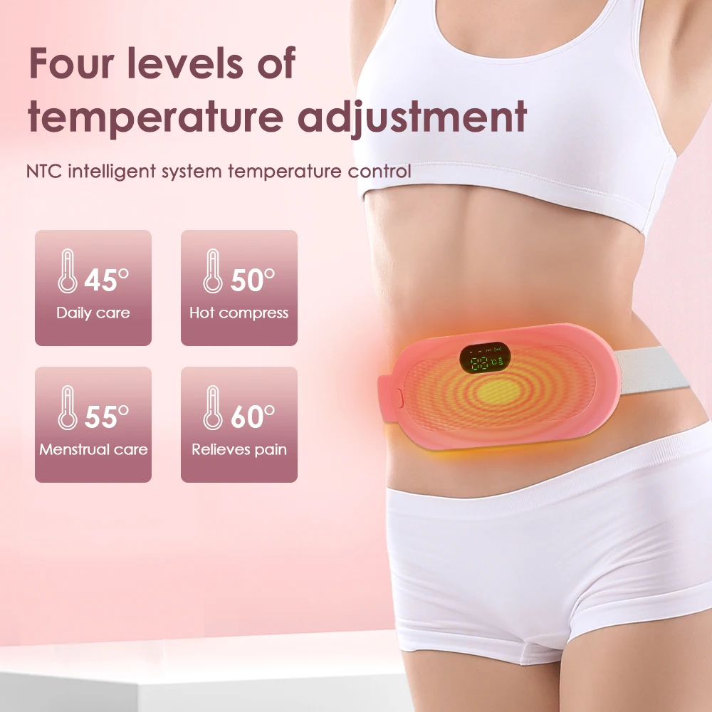 Electric Menstrual Heating Pads Period Cramp Massager Belt Vibration Waist Stomach Warming Products Girl Women Gift Rechargeable