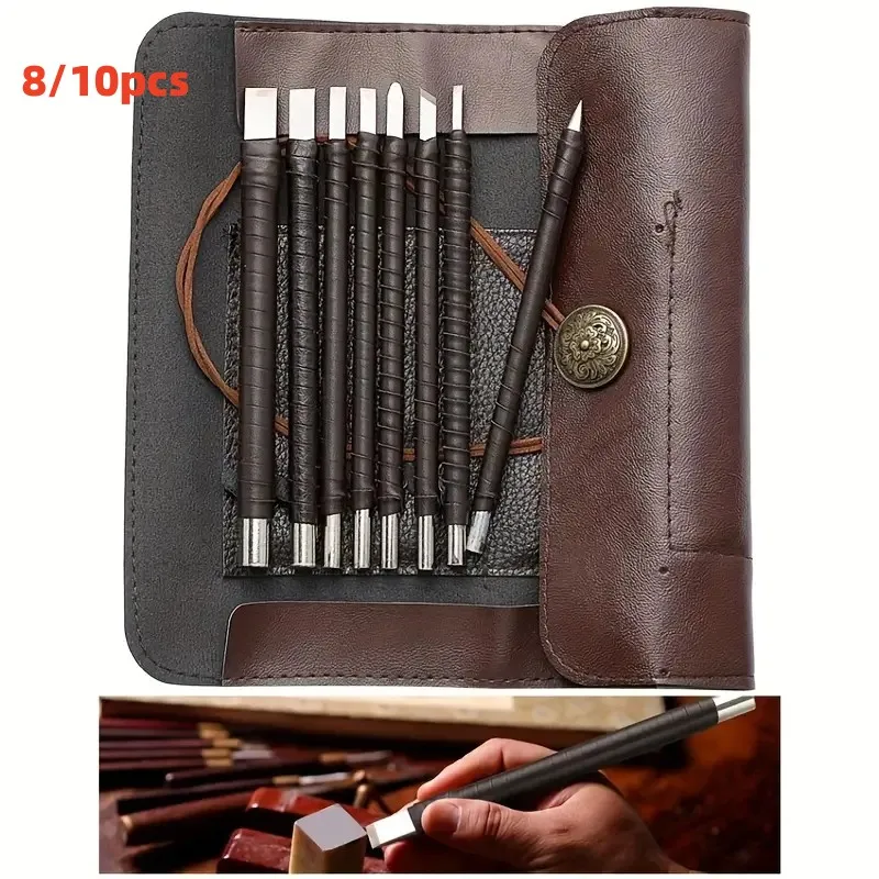Stone Carving Tool Kit com Bolsa Cinzéis de Madeira Aço de Tungstênio Madeira Pcs 10 Pcs