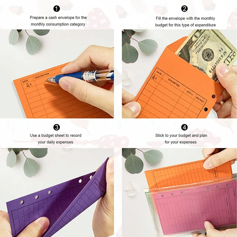 12 Color Budget Envelopes With Punch Hole Thicker Cash Envelope System Savings Money Organizer Envelopes