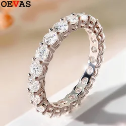 Oeves-Anillo de plata de ley 2,2 con diamantes para mujer, sortija de moissanita de 3MM de 925 quilates, con fila de diamantes, para boda