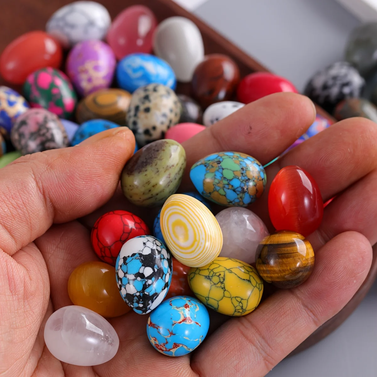 3/5 قطعة البيض شفاء كريستال حجر الأحجار الكريمة الطبيعية شقرا اليوغا الريكي الطاقة الكوارتز المعدنية عينة هدايا عيد الفصح ديكور المنزل #3