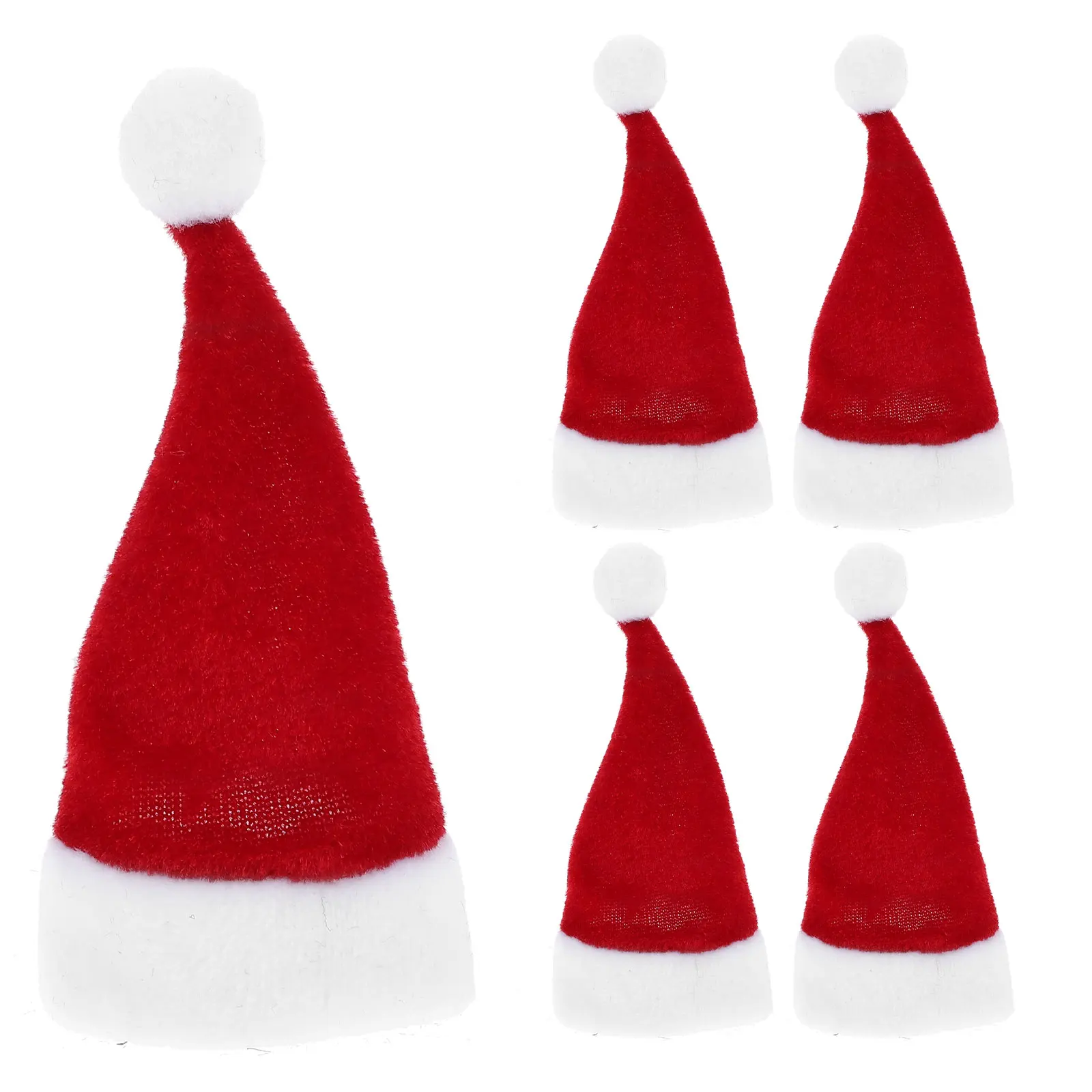 

6Pcs Red White Mini Christmas Hat Bundle Fine Craftsmanship Tiny Caps for Cutlery Bottle Lollipop Holiday Decorations