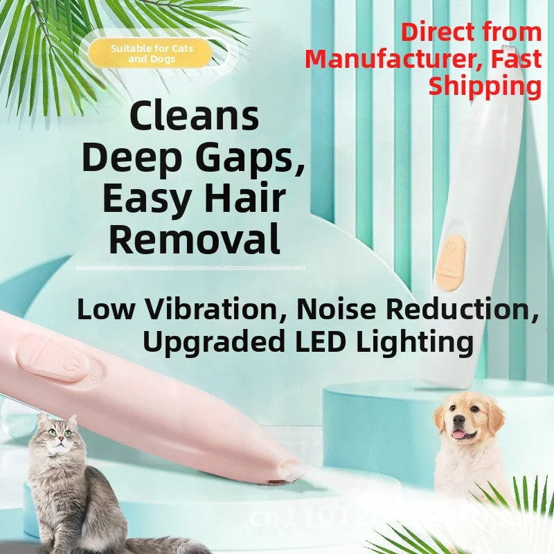 Tagliacapelli elettrico per piedi da barba per cani e gatti Tagliacapelli silenzioso per pedicure con artiglio per gatti con batteria ricaricabile a LED