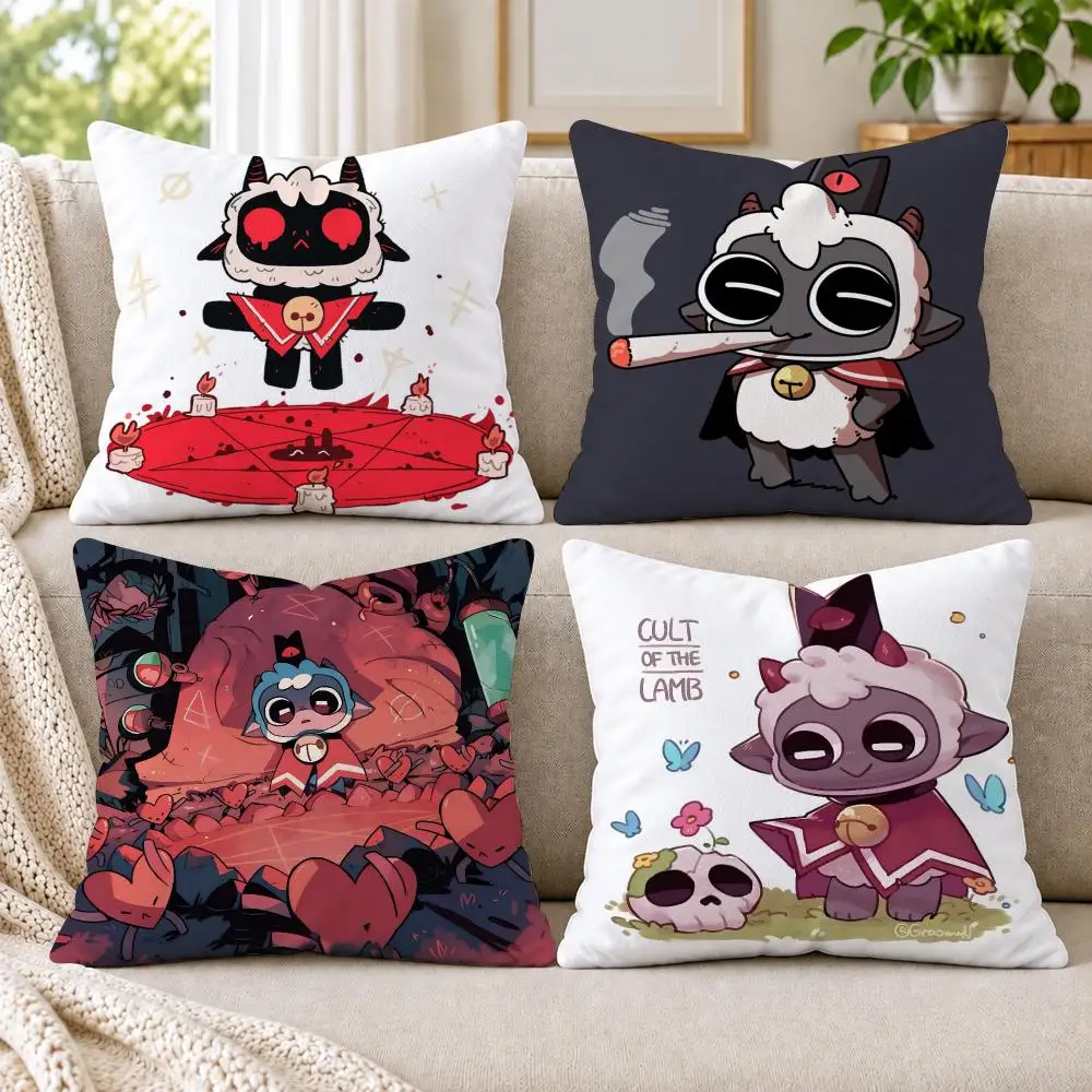 Game C-Cult Of The L-Lamb Cushion Cover Short Plush Double-Sided Printing Sofa Bedroom Living Room Throw Pillow Cover Home Decor