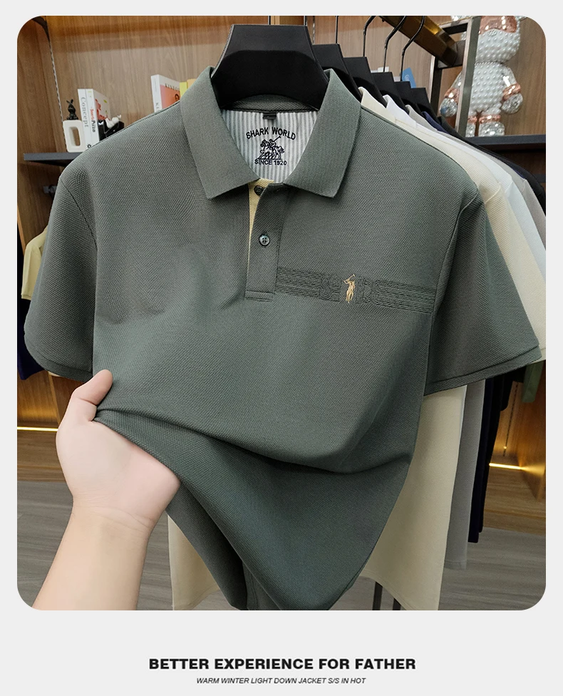 High-End-Marke Stickerei Kurzarm POLO Shirt Männer Flip Golf-Tops Sommer Komfort Seide Baumwolle Mode Business Leisure Paul T-Shirt – Detail 16