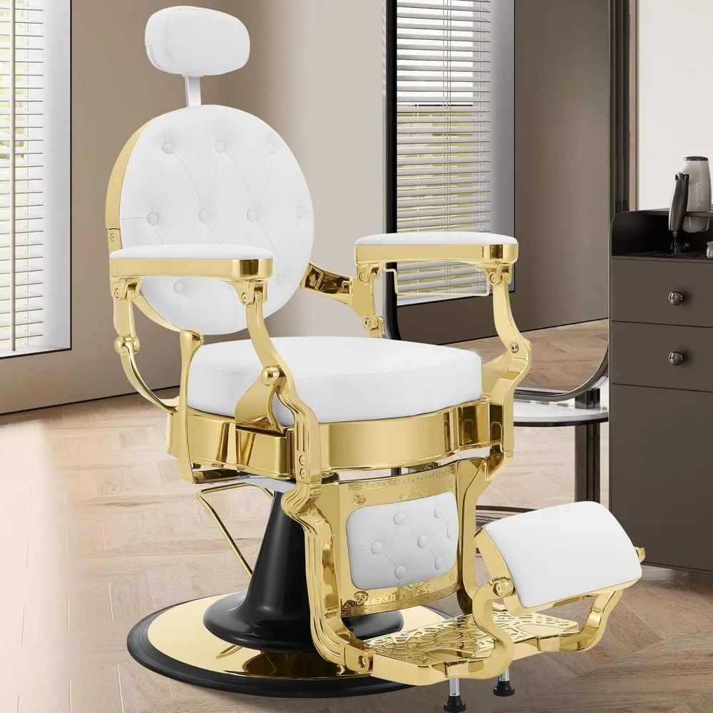 Robuster Vintage-Friseurstuhl, hydraulischer Styling-Salon-Friseurstuhl für Friseursalons, 360° ° Drehbarer professioneller Friseur
