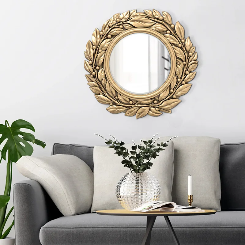 Decorative mirror hanging wall hanging round engraved dining side mirror restaurant creative wall decoration