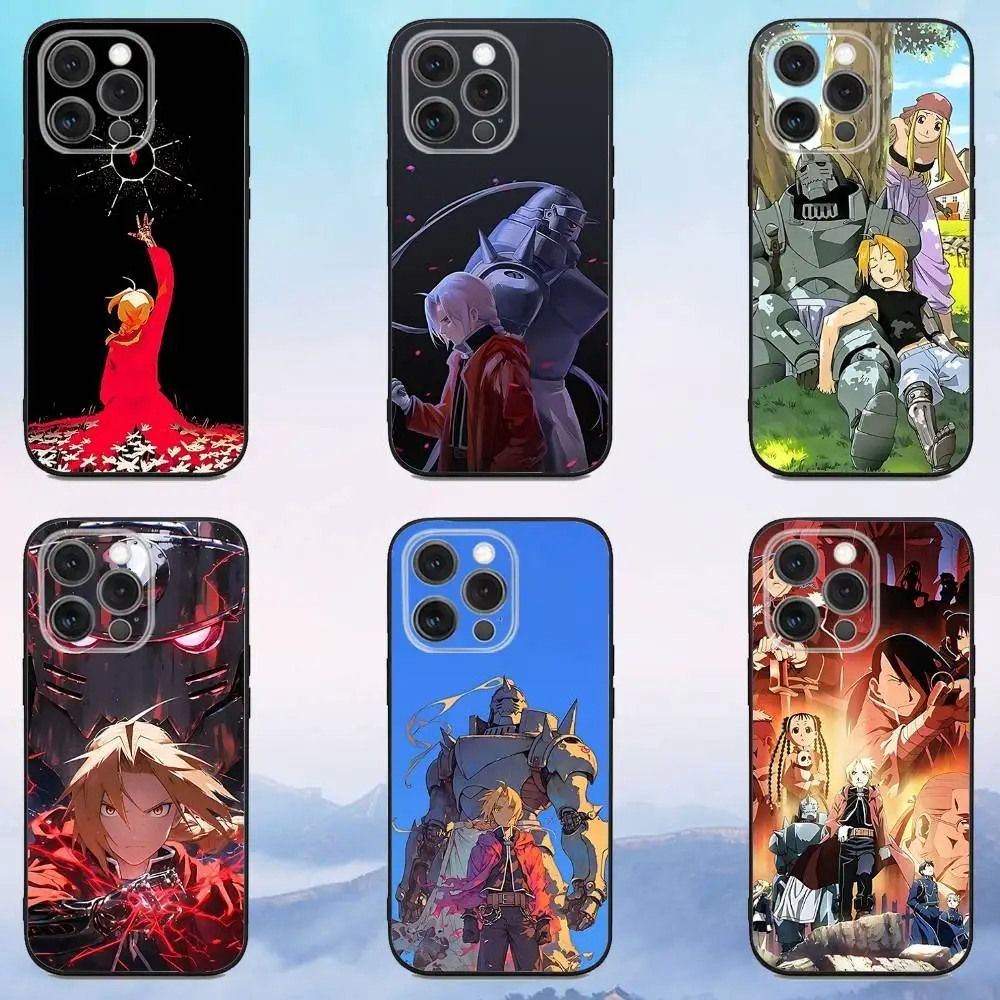 

F-Fullmetal A-Alchemist Phone Case For iPhone 17,16,15,14,13,12,Pro,Max,Plus,E,SE4,Air,Mini Black Soft Cover