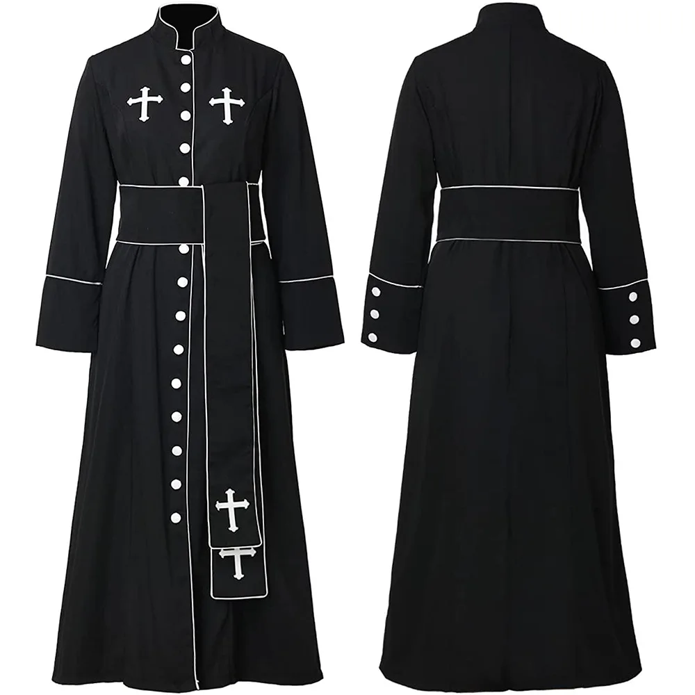 Halloween Costume Adult Medieval Outfit Monk Renaissance Priest Robe Costume Cosplay Pastor Clergy Robes