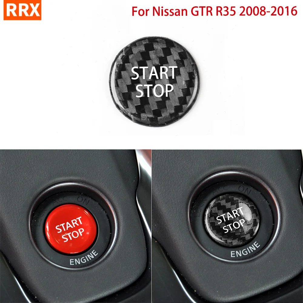 For Nissan GTR R35 2008-2016 Center Console One-Button Start Button Cover Real Dry Carbon Fiber Trim Car Interior Accessories