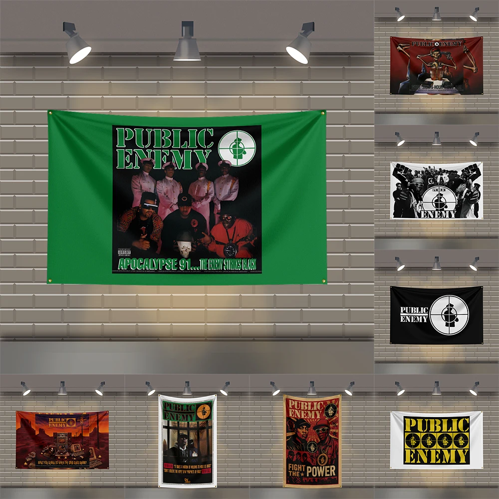 

3x5 Ft P-Public-Enemys Heavy Metal Band Flag Rock Music Wall Banner for Bedroom Studio Bar Concert Outdoor Decor