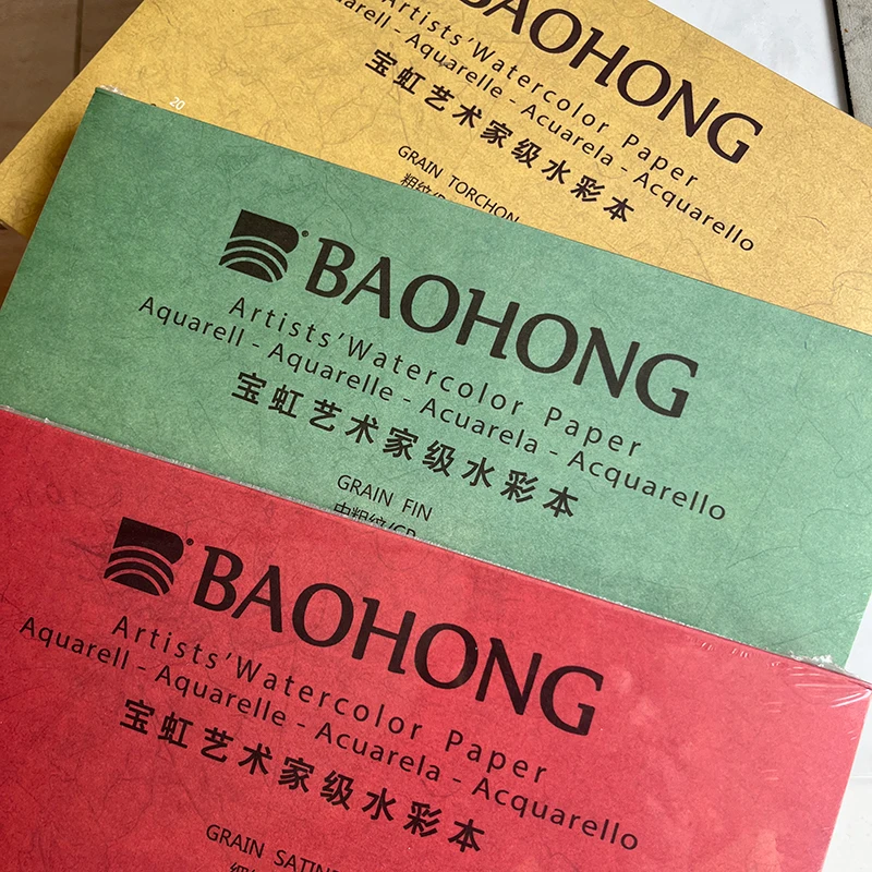 

BaoHong Master Artist Watercolor Paper Pad Cotton 100% Painting Paper Gouache Acrylic, Fountain pen Inkjet Pastel charcoal