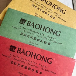 BaoHong Master Artist Watercolor Paper Pad Cotton 100% Painting Paper Gouache Acrylic, Fountain pen  Inkjet  Pastel charcoal