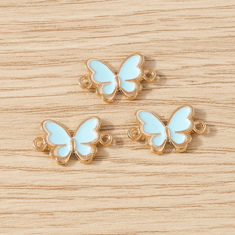 10 Stück niedliche Mini-Emaille-Fliegen-Schmetterlings-Anhänger, Verbindungsstücke für die Schmuckherstellung, DIY, handgefertigte Armbänder, Halsketten, Bastelzubehör – Detail 23