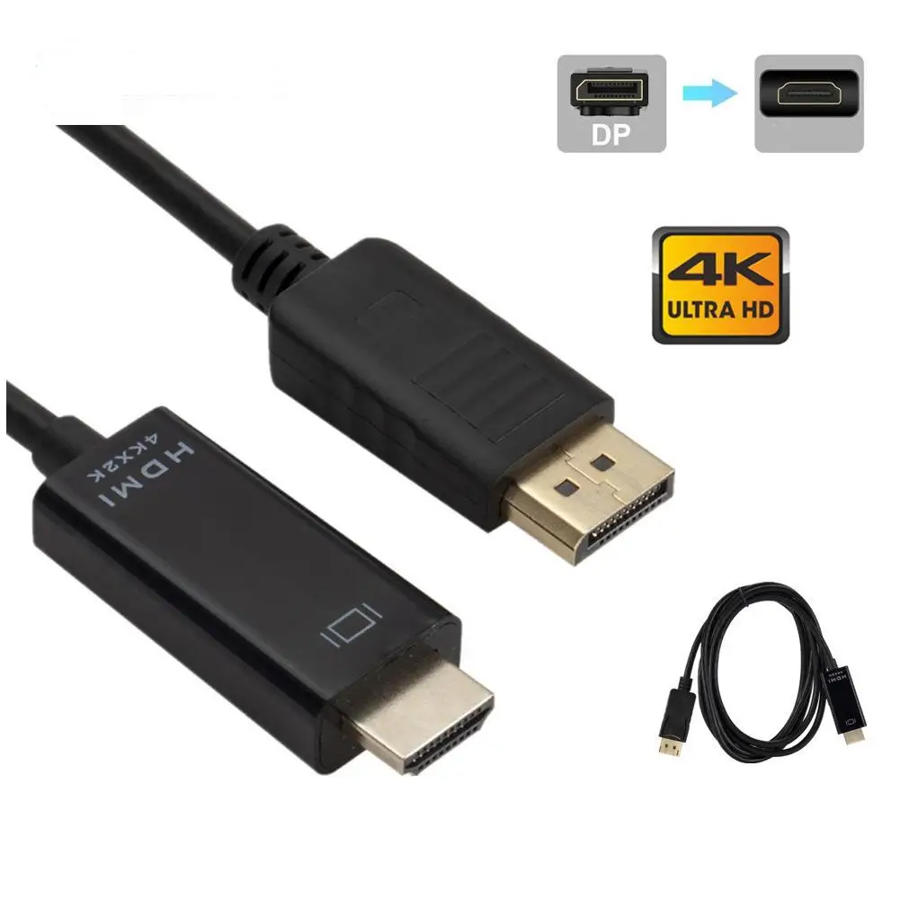 DisplayPort zu HDMI-kompatibles Kabel 4K DP zu HDMI Adapter Display Port Video Audio Konverter für PC HDTV Projektor Audiokabel