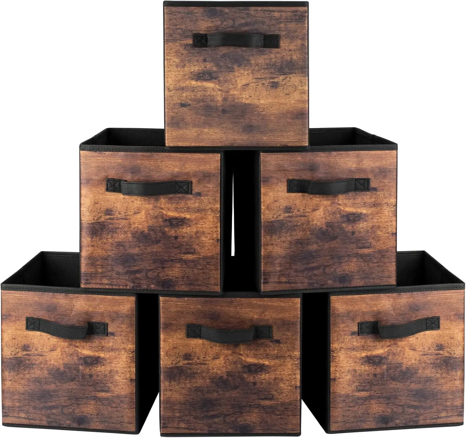 

11 Inch Fabric Storage Cubes, 6 Pack Foldable Storage Bins with Handle, Storage Baskets Box for Shelves, Closet, Organizer, B