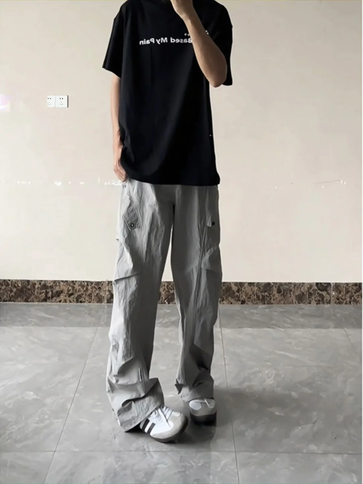 

Gray Paratrooper Workwear Pants Men's Summer Thin Quick Dry Blade Assault Pants Cleanfit Folded Design Sensation Trousers