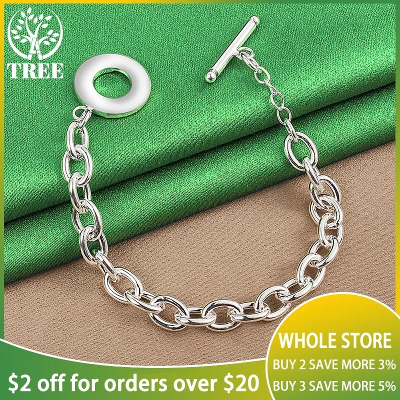 

Popular 925 Sterling Silver Bracelet For Women Simple OT Buckle Chain Bracelets Party Fashion Jewelry Anniversary Accessories ﻿