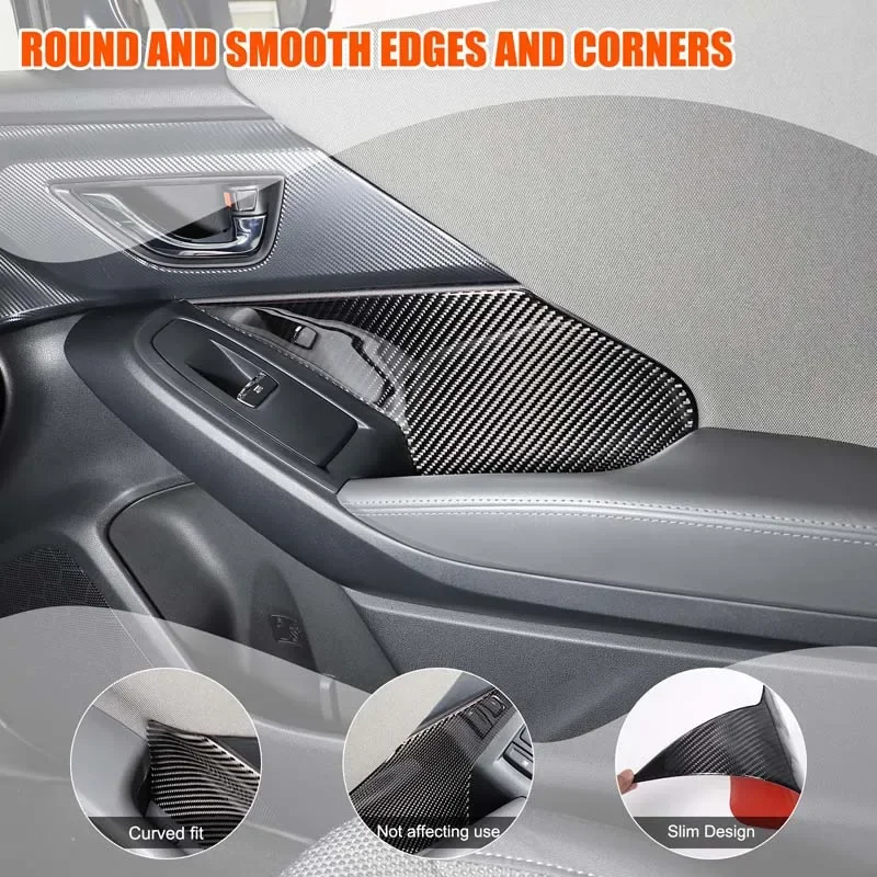 

For Subaru Crosstrek 2024 Soft Carbon Fiber Car Front Door Armrest Side Panel Cover Trim Sticker Car Accessories