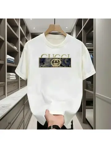 Summer 2025 new luxury brand letter pattern printed men's 100% pure cotton short-sleeved round-neck T-shirt