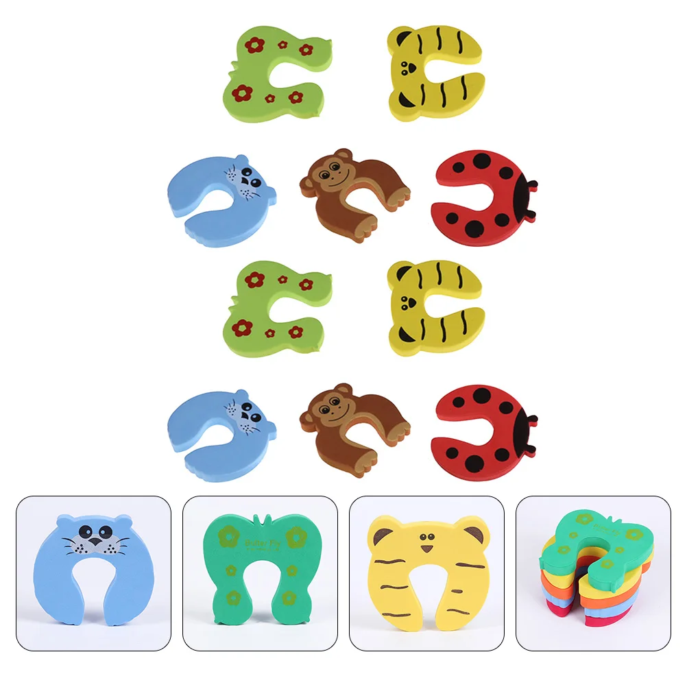 

10 Pcs Baby Safety Door Stops Cartoon Stopper Latch Finger Pinch Guard Animal Home