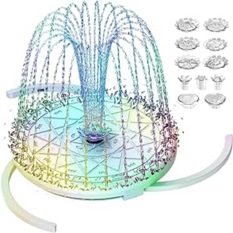 

USB LED Water Fountain Pump, Remote Control Floating Pond Fountain with Colorful Led & 3 Etractable Brackets for Bird Bath, Pon
