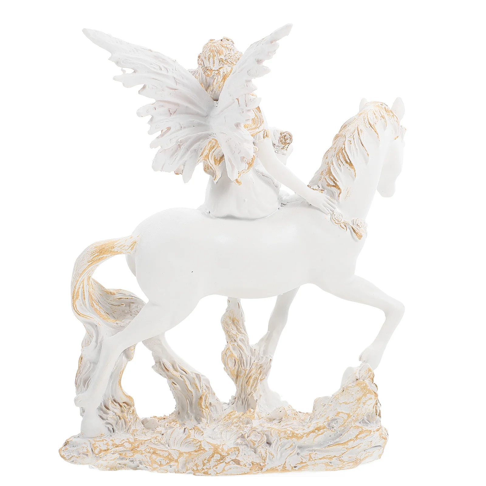 

Resin Angel Riding Horse Handcrafted Statue Home Garden Office Decor Dining Table Centerpiece Abstract Resin Craft Ornament