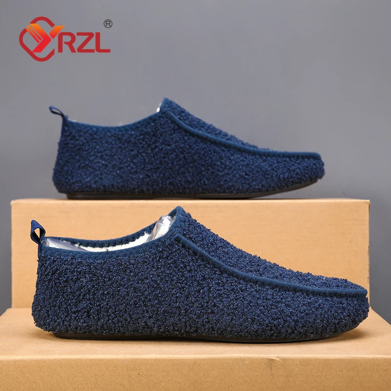 

YRZL Winter Slippers Loafers Men Warm Casual Shoes Cotton Slippers Indoor Warm Male Shoes Comfortable Non Slip Winter Shoes Men