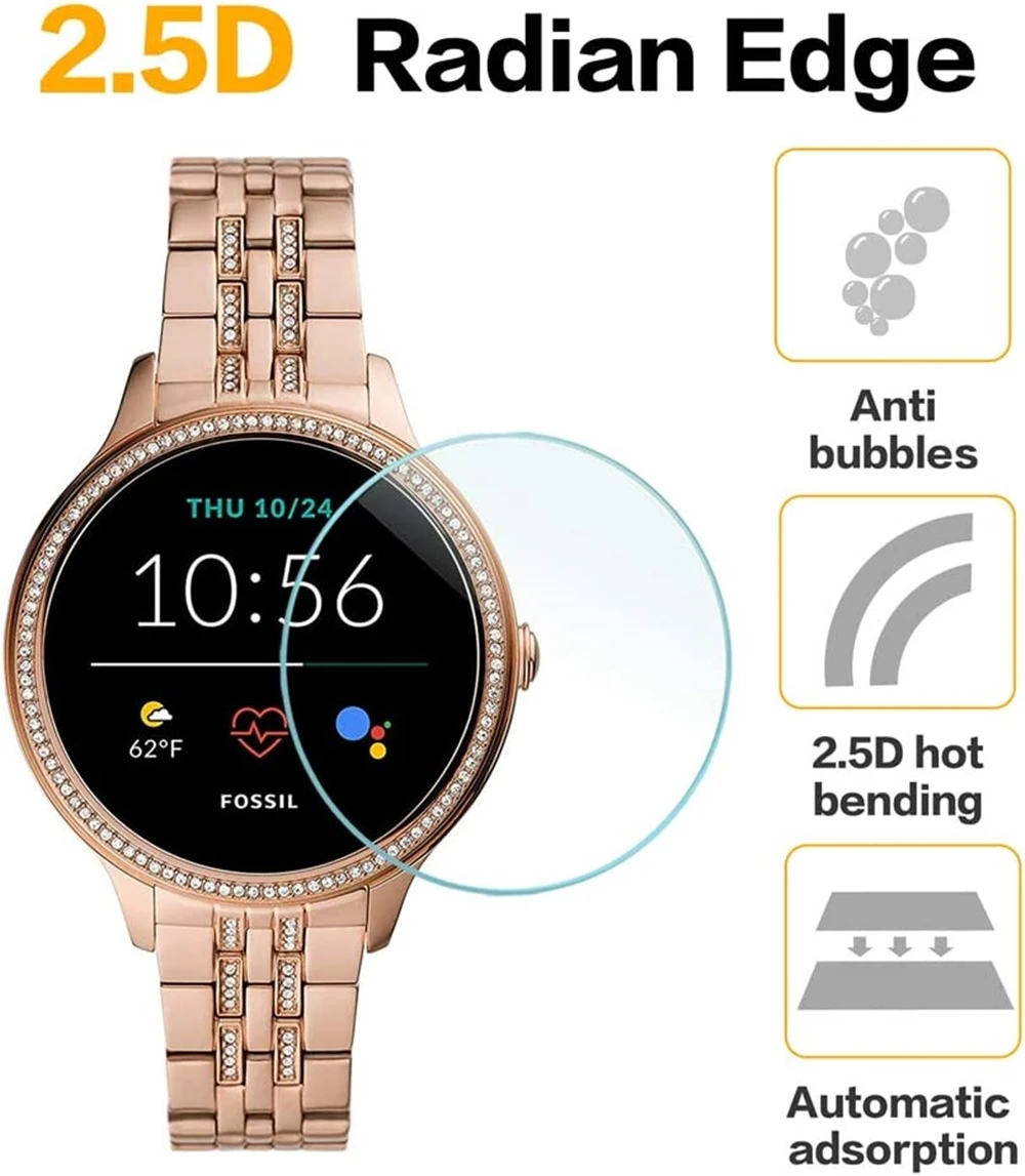 ป้องกันหน้าจอกระจกนิรภัยสําหรับ Fossil ใหม่ Fossil Women's Gen 5E 42 มม., 2.5D ความแข็ง 9H ป้องกันหน้าจอ