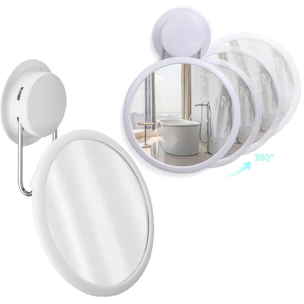 

360 Degree Rotation Suction Cup Makeup Mirror Waterproof Adjustable Hanging Round Mirror Reusable Clear Image