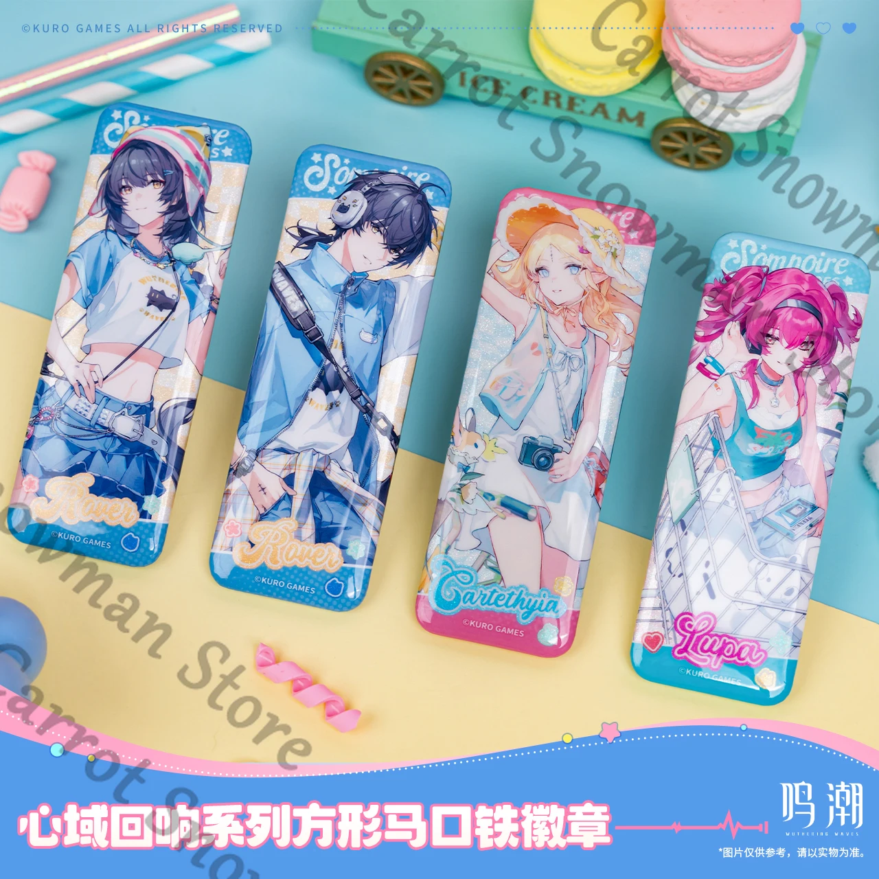 زملاء Wuthering Waves Cartethyia Lupa Rover man/Miss Heart Echo Series شارة صفيح مربعة رسمية أصلية مجموعة هدية