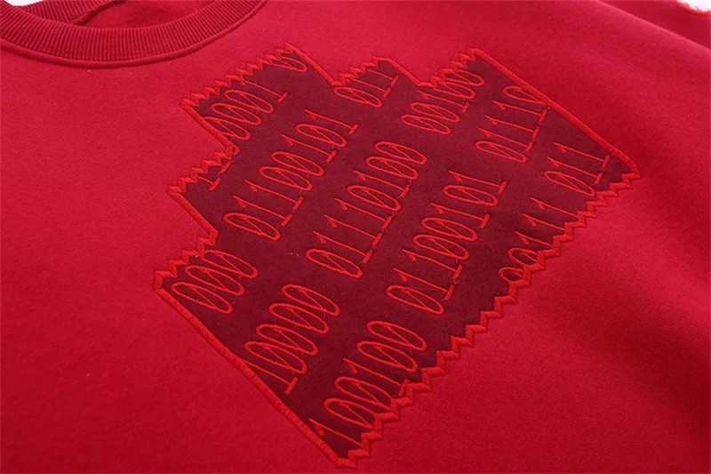 Cav Empt C.E Sweatshirt Batik Embroidered Pine Red Pullovers Casual Wide Men Women Fleece Round-neck Sportswear
