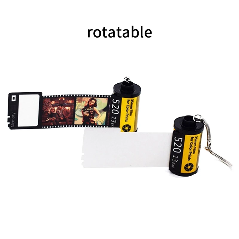 6Pack PET Plastic Blank Double Sided Printing Sublimation Film Keychain With Picture Camera Memory Reel Gifts