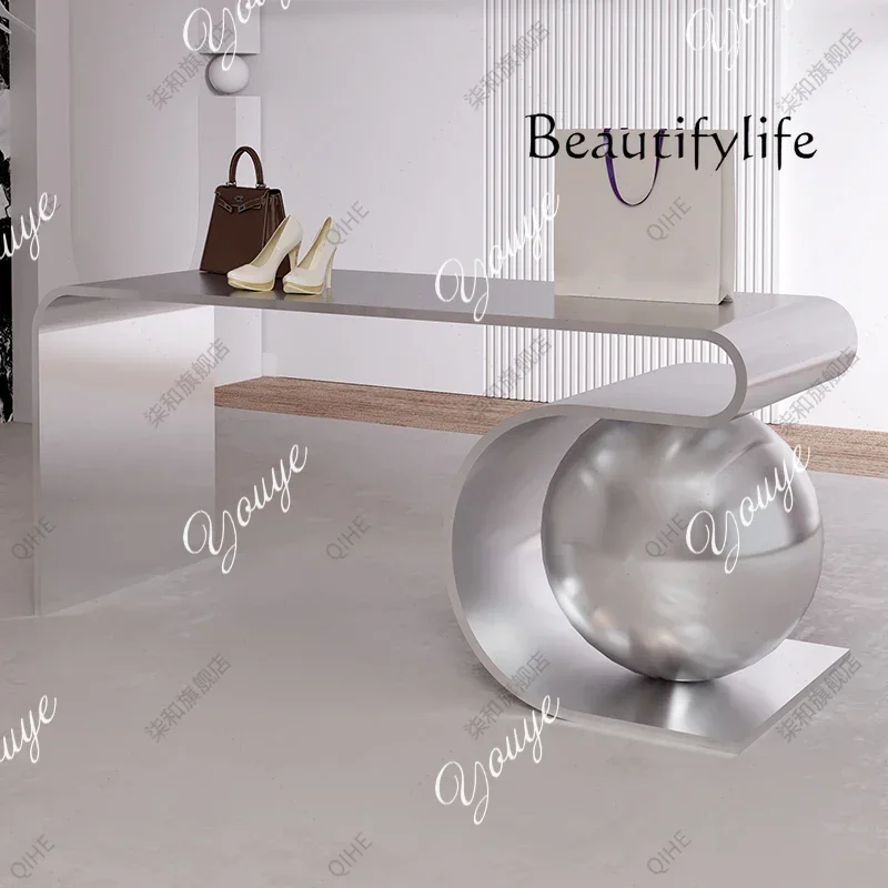 N67 Q Stainless Steel Brushed Nakajima Platform Flowing Water Platform Store Display Table Display Props In The Middle