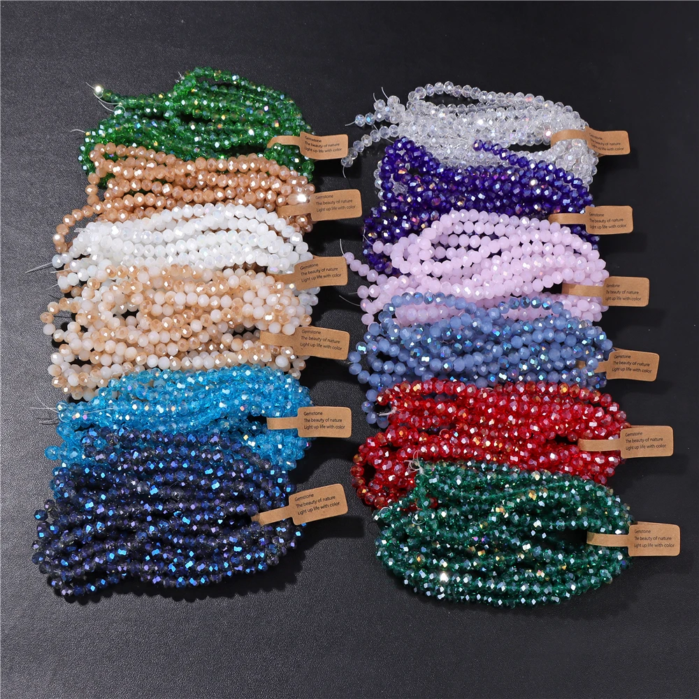 4x6mm/5x8mm Crystal Beads AB Multicolor Rondelle Glass Loose Spacer Beads for DIY Bracelet Jewelry Making Accessries Wholesale