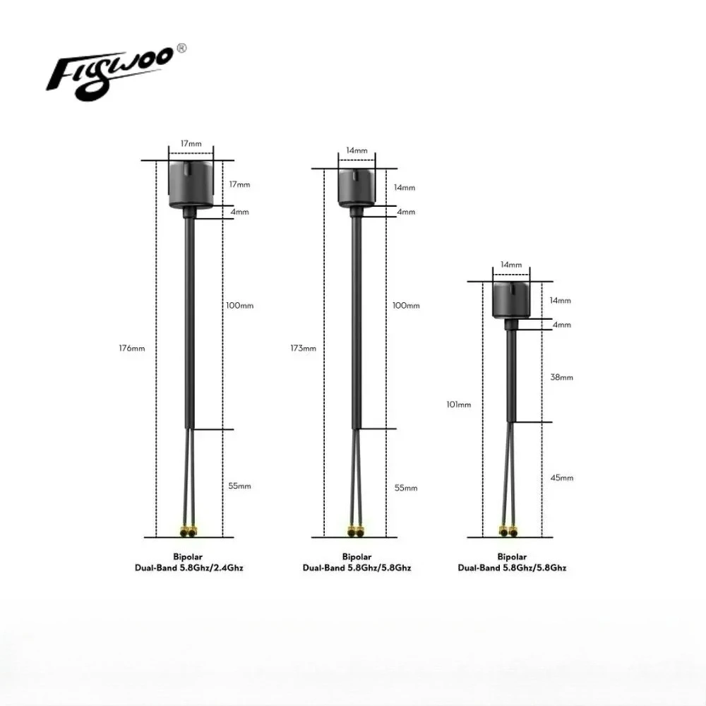 플라이우 듀얼 밴드 5.8G/2.4G 안테나 V2 (DJI O3 O4 Pro, FPV 드론 DIY 안테나 업그레이드 부품, 에어 유닛 호환)