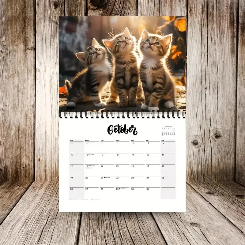 [Popular Choice] New 2025 Calendar, Cute Cat Wall Calendar, Three Kittens Calendar, Christmas and New Year Calendar