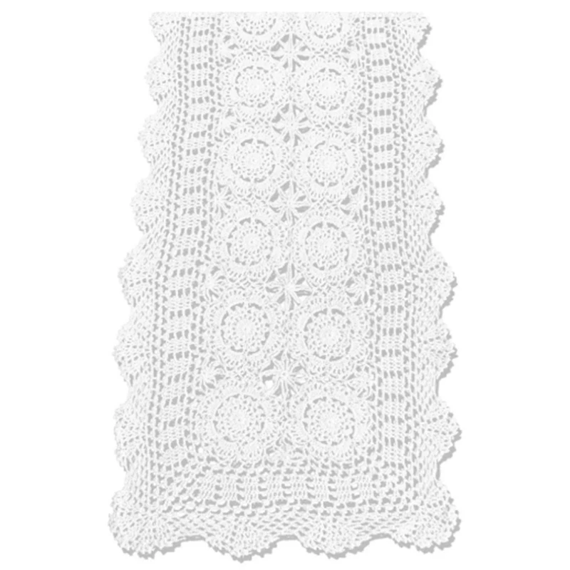 

Cotton Handmade Crochet Lace Table Runner White Rectangle Coffee Table Dresser Decor