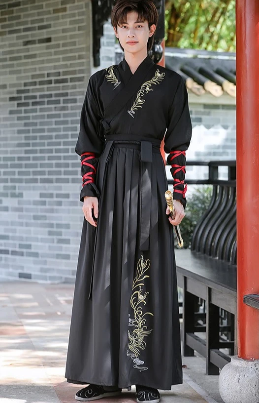 한푸 로브 학생을위한 중국 전통 의류 커플 일상복 한 왕조 검객 민속 의상 코스프레 공연