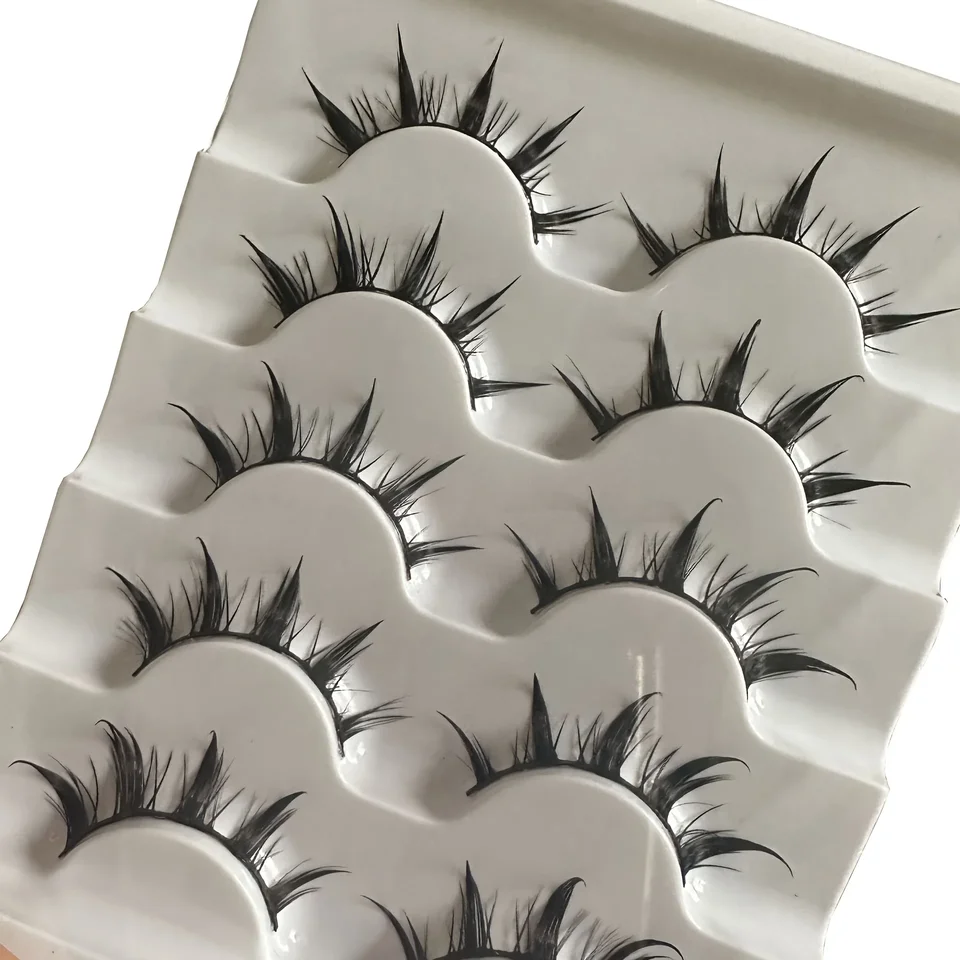5 pares de pestañas caricatura, pestañas ojo de diablo de pura inocencia, pestañas postizas amplificadoras COS, libres de formaldehído, 5MM-5 5
