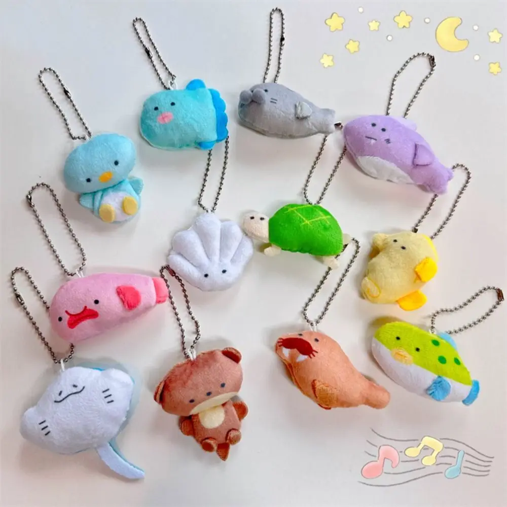 Sunfish Cartoon Aquarium Plushies Pendant Shark Plush Stuffed Fish Plush Keyring Penguin Toys Bag Hanging