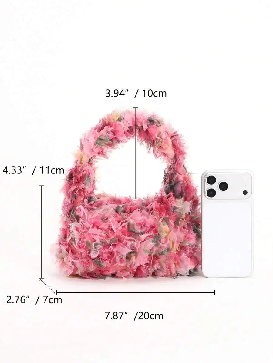 

Handmade 3D Colorful Mesh Embroidery Tote Bag For Women Hobo Style Daily Shopping Dating